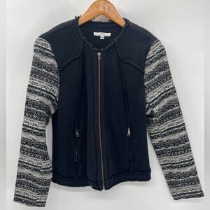 Anthropologie Drew Womens Medium Soft Comfy Office Zip Up Black Blazer Jacket